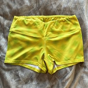 Fleo shorts. Size S. Bright green and yellow pattern. Older design.